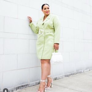 Eloquii Light Green Belted Trench Dress